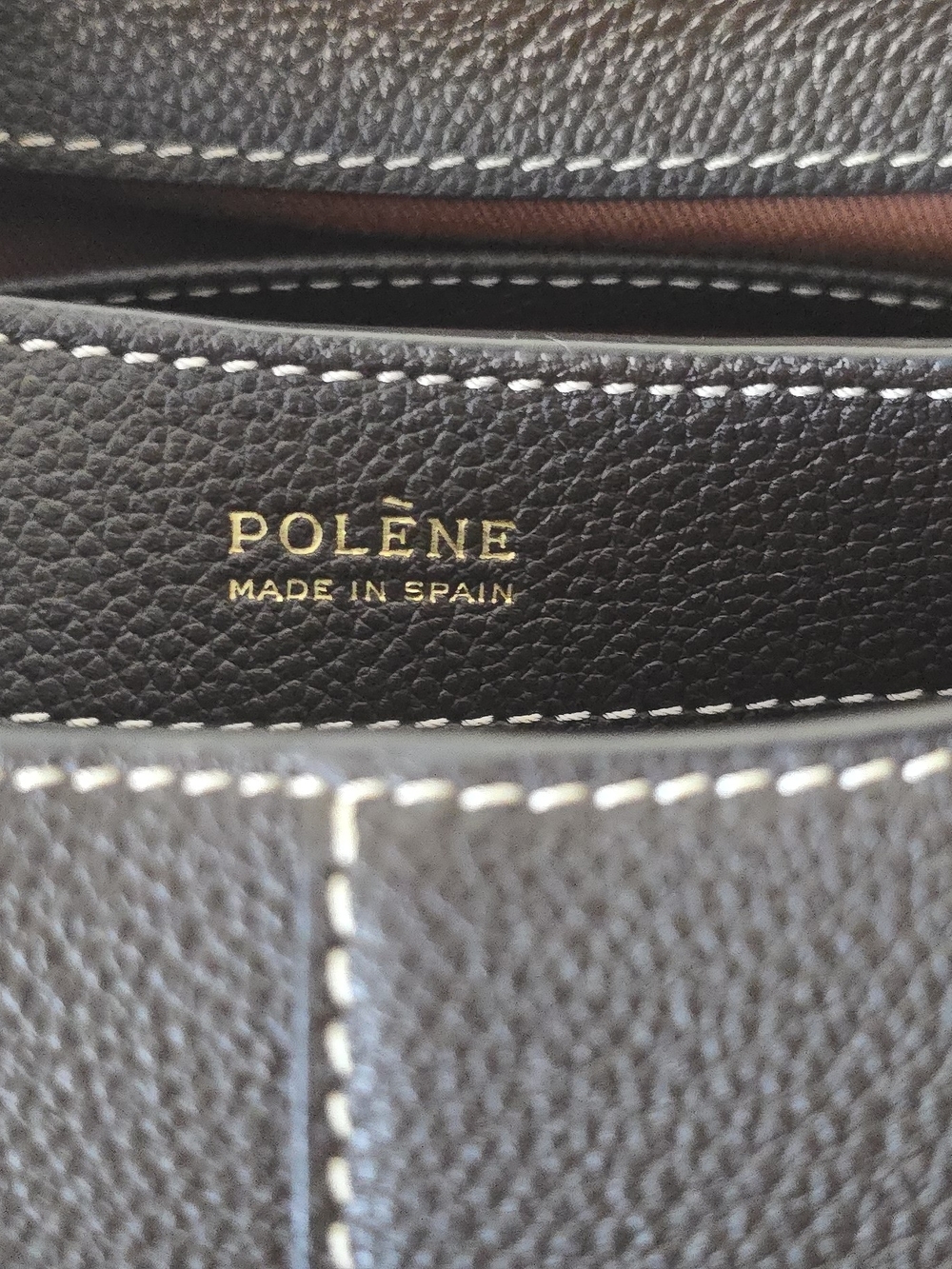 Polène Mokki Ebony Grained Leather Bag Purse - Picture 7 of 9